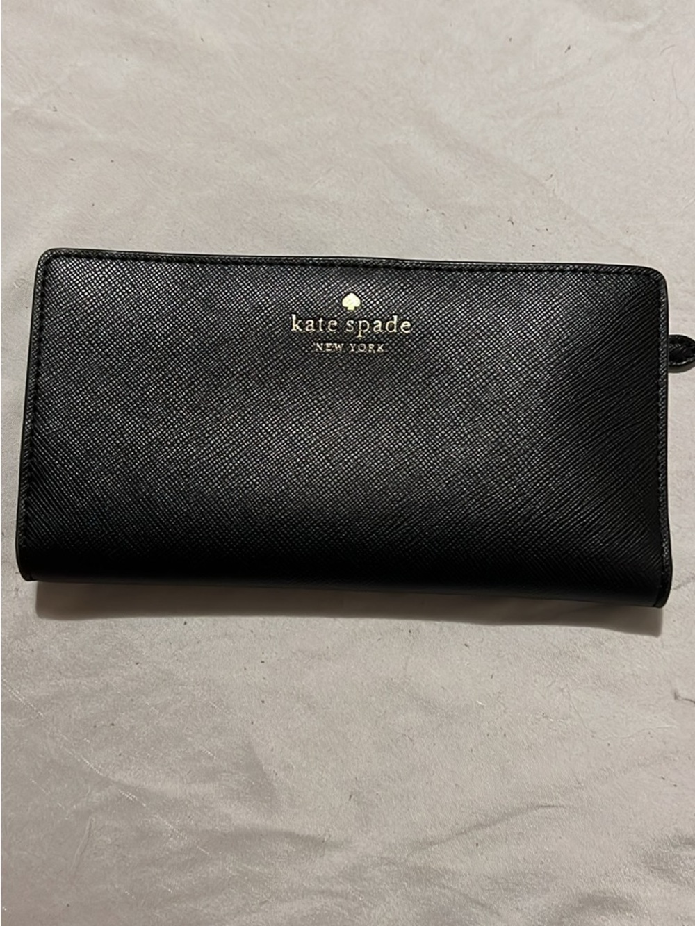 kate spade Black Saffiano Zip Around Wallet